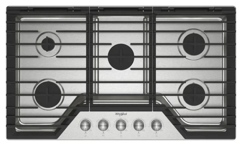 Whirlpool - 36 Inch Gas Cooktop in Stainless - WCGK7036PS Stainless