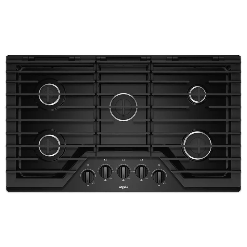 Whirlpool - 36 inch wide Gas Cooktop in Black - WCG55US6HB Black