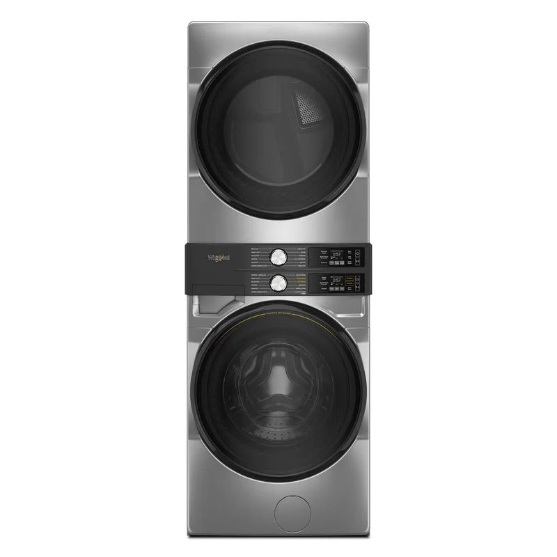 Whirlpool - 5.2 cu. Ft Washer and 7.4 cu. Ft Vented Electric Dryer WashTower in Silver - YWEF5727TR Silver