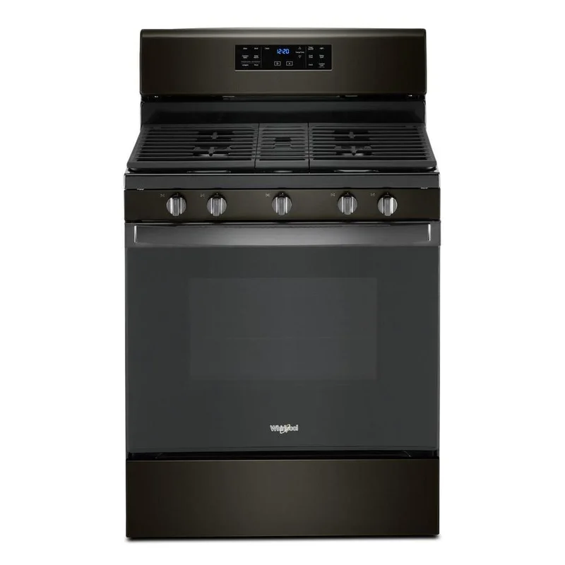 Whirlpool - 5 cu. ft  Gas Range in Black Stainless - WFG535S0JV Black Stainless