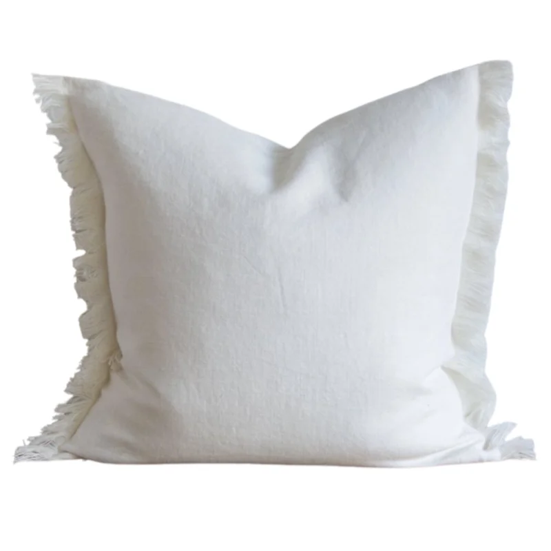 White Belgian Linen Fringe, 22" x 22"
