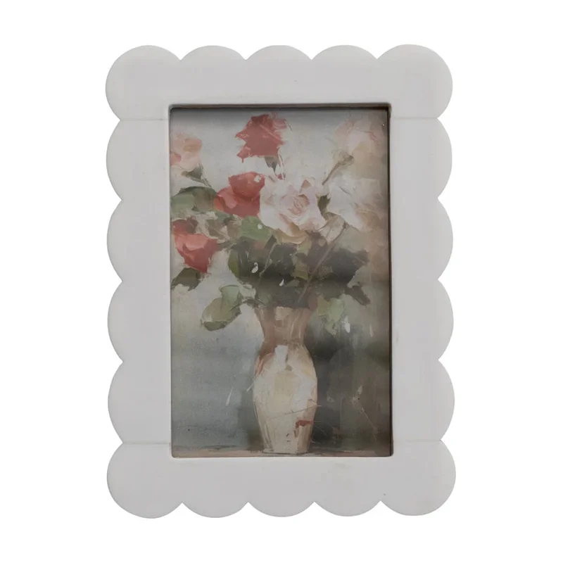 White Scalloped Photo Frame, 4" x 6"