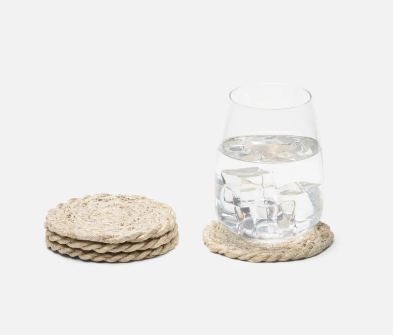 Whitley, Natural Jute Coasters, Boxed Set of 4