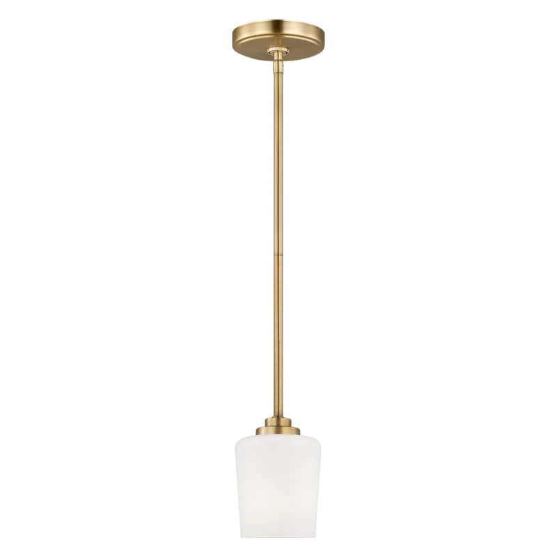 Windom One Light Mini-Pendant, Satin Brass