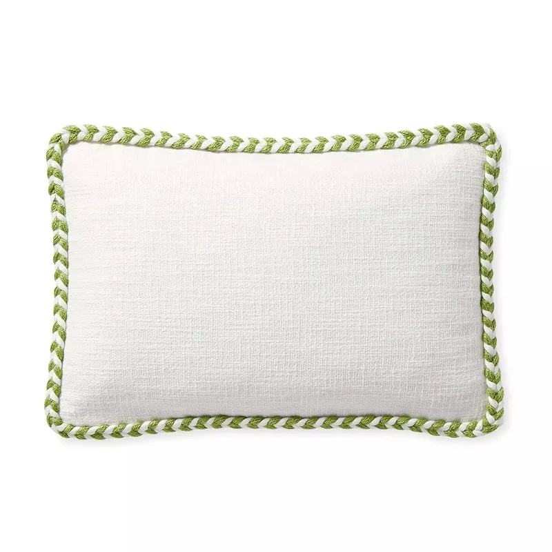 Windward Indoor/Outdoor Lumbar Pillow - White/Grass, 12" x 18"