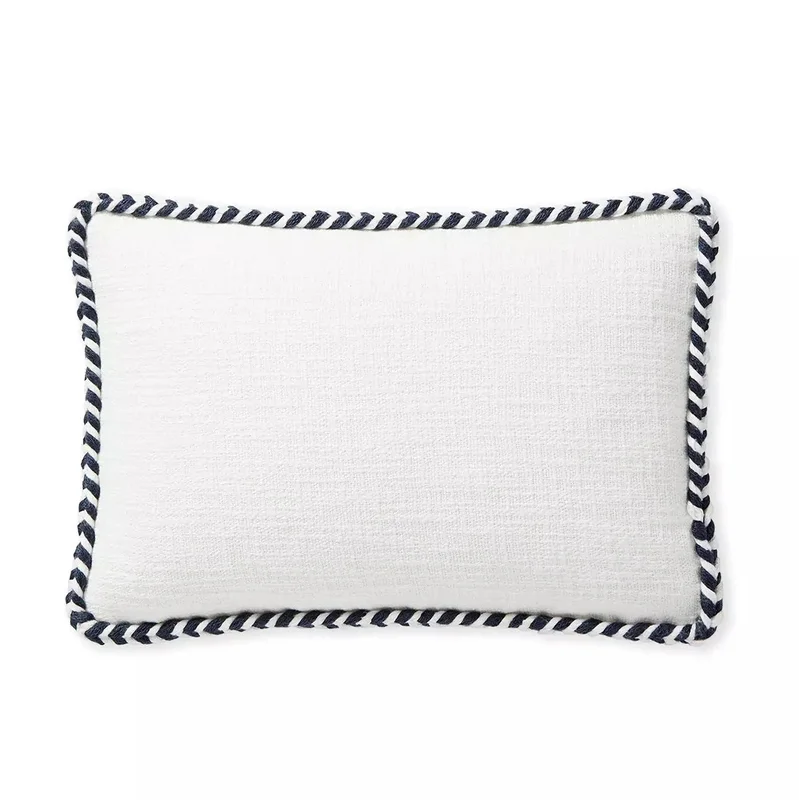 Windward Indoor/Outdoor Lumbar Pillow - White/Navy, 12" x 18"