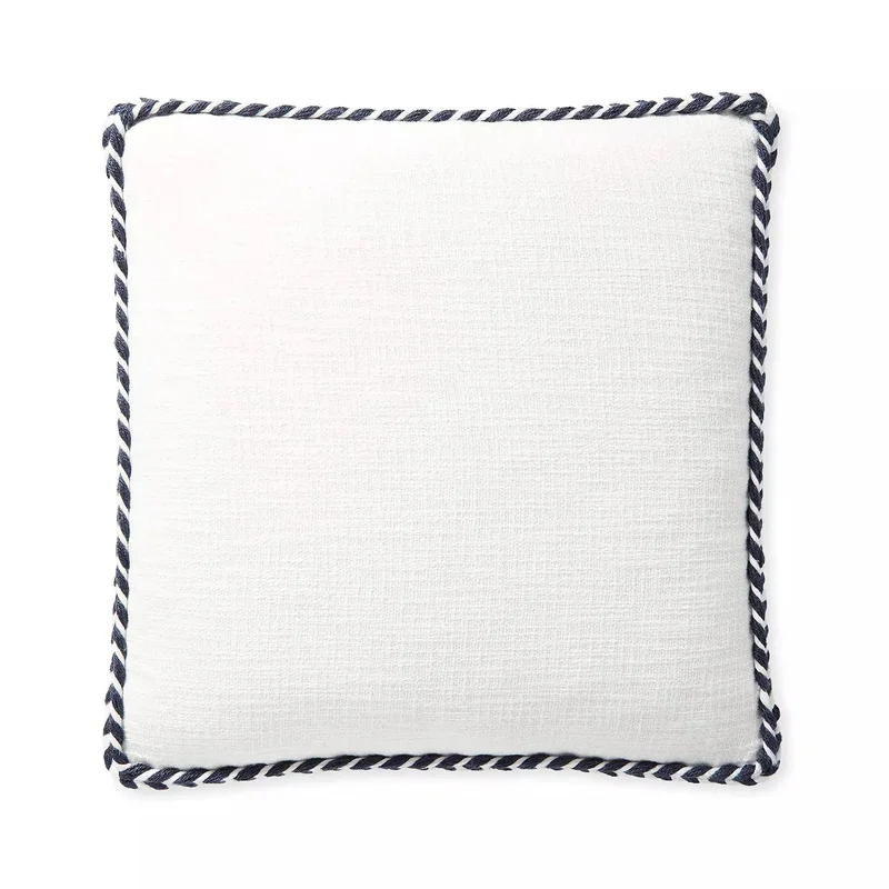 Windward Indoor/Outdoor Pillow - White/Navy, 20" x 20"