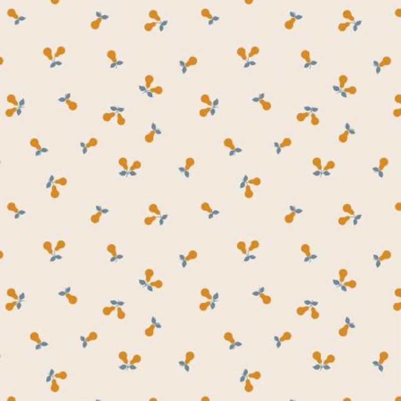 Wintertide: Cream Gold Metallic Pears (1/4 Yard)