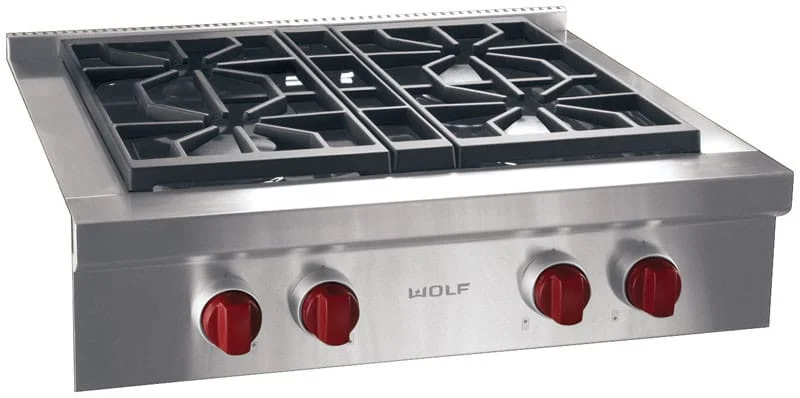 Wolf - 29.875 inch wide Gas Cooktop in Stainless - SRT304 Stainless