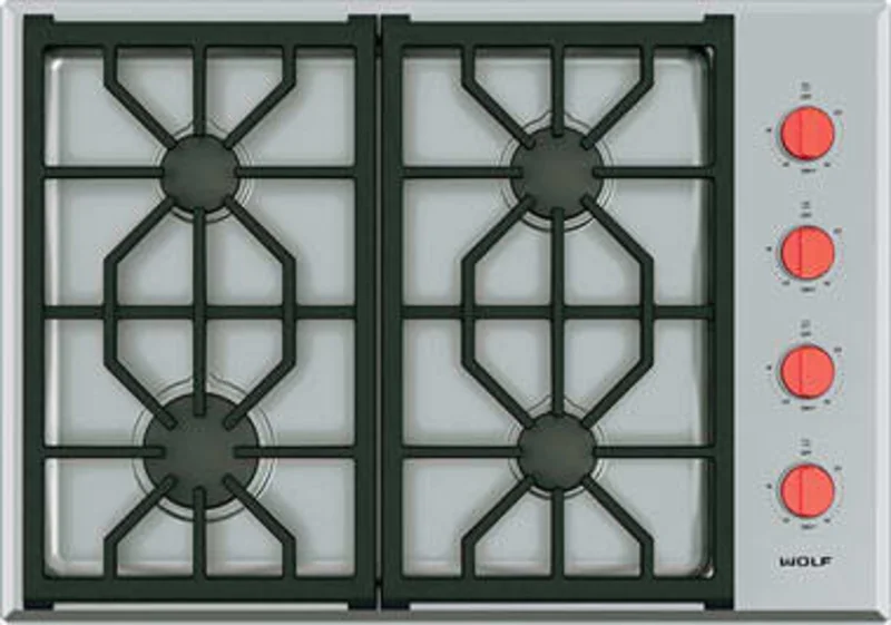 Wolf - 30 inch wide Gas Cooktop in Stainless - CG304P/S Stainless