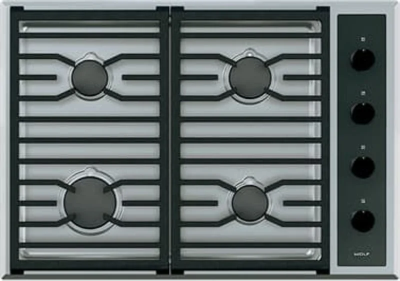 Wolf - 30 inch wide Gas Cooktop in Stainless - CG304T/S/LP Stainless