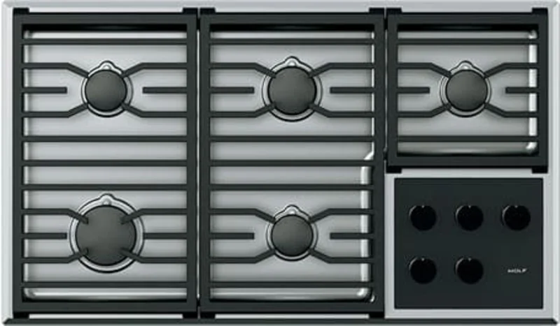 Wolf - 36 inch wide Gas Cooktop in Stainless - CG365T/S/LP Stainless