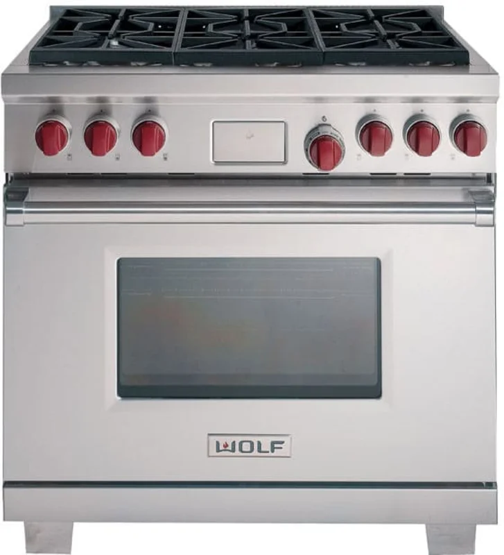 Wolf - 5.4 cu. ft Dual Fuel Range in Stainless - DF366LP Stainless