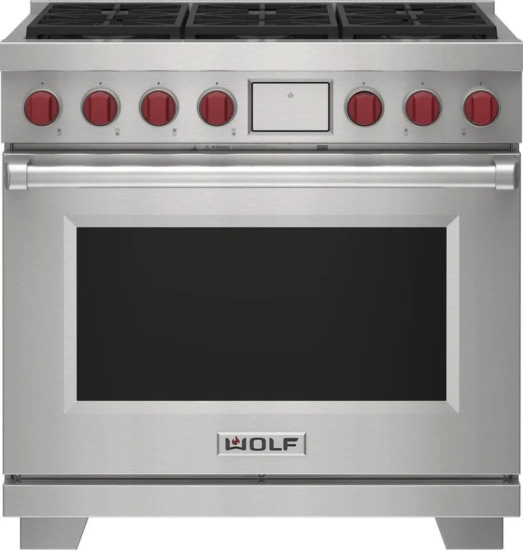 Wolf - 6.3 cu. ft Dual Fuel Range in Stainless - DF36650/S/P/LP Stainless