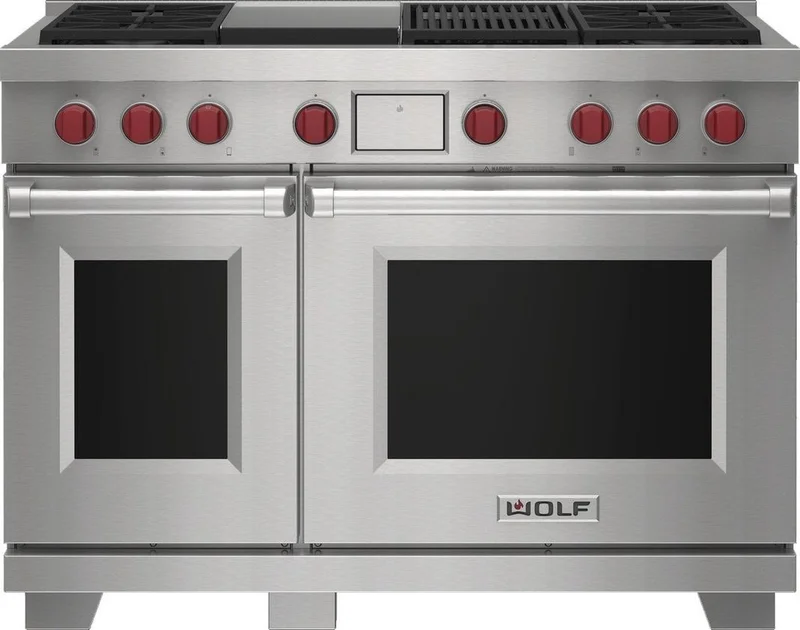 Wolf - 7.8 cu. ft Dual Fuel Range in Stainless - DF48450CG/S/P/LP Stainless
