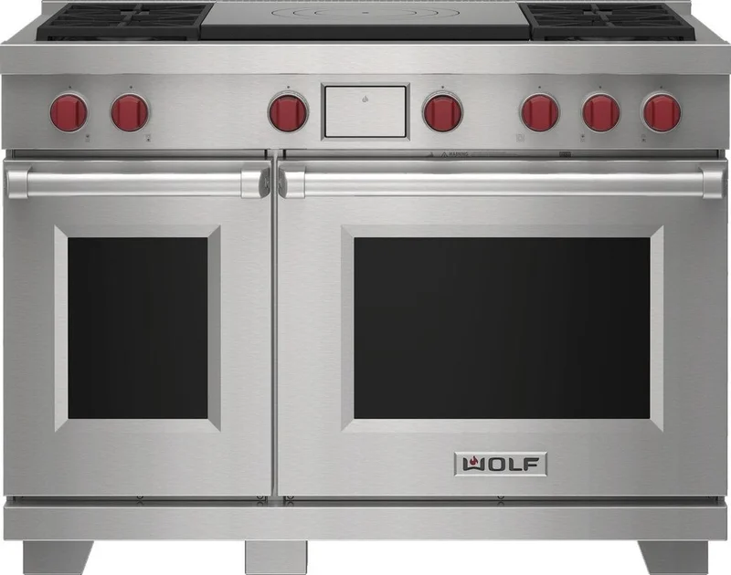 Wolf - 7.8 cu. ft Dual Fuel Range in Stainless - DF48450F/S/P/LP Stainless