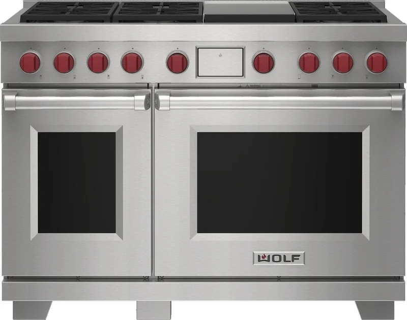 Wolf - 7.8 cu. ft Dual Fuel Range in Stainless - DF48650G/S/P/LP Stainless