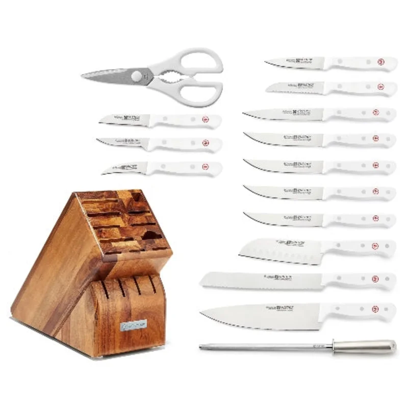 Wusthof Gourmet 16 pc Block Set - White Handles