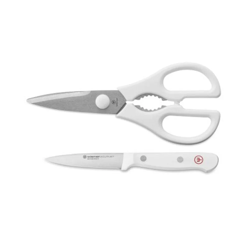 Wusthof Gourmet White 2pc Paring Knife and Shears Utility Set