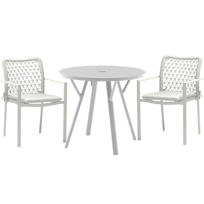 Yes Round Bistro Table, 31.5", White Aluminum (Chairs Sold Separately)