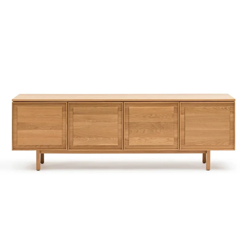 Yorke Media Cabinet, Light Oak, 86.6"W 17.75"D 28"H