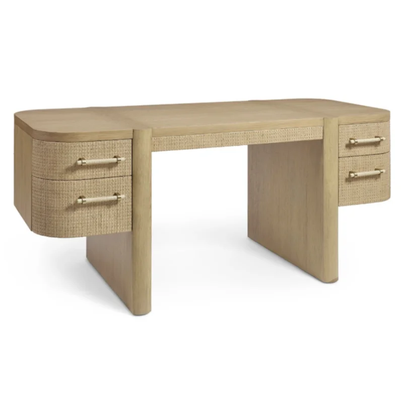 Zoey Natural Oak Desk, 65"W x 29.5"D x 30"H