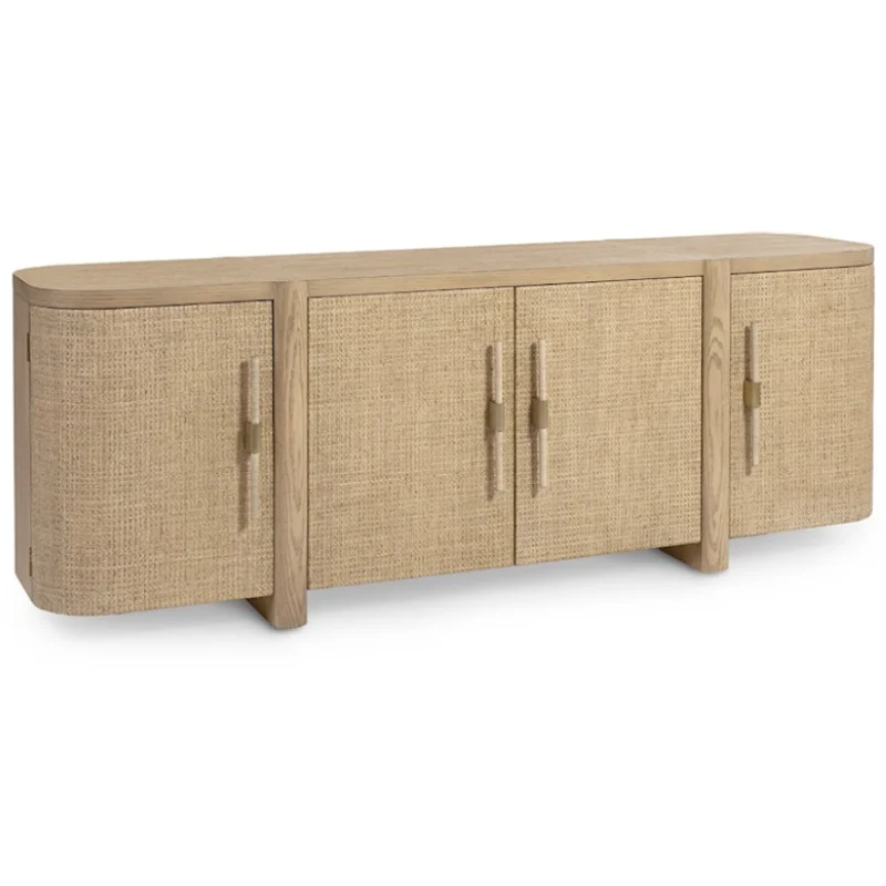 Zoey Natural Oak Sideboard, 86"W x 22"D x 31.25"H